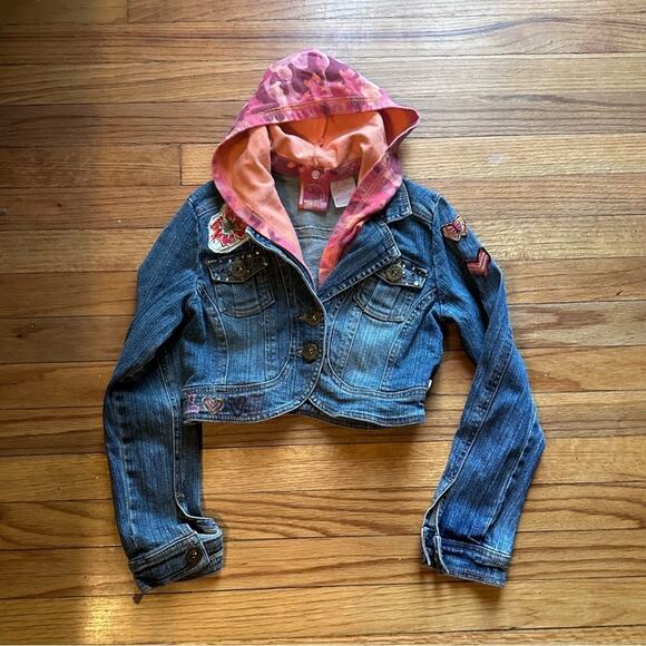 Vintage Zoey 101 Jean Hooded Jacket Sz L - Picture 1 of 9